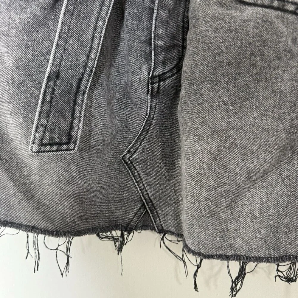 We The Free Black Denim Mini Skirt Jean Short Fringe Punk Sz 27